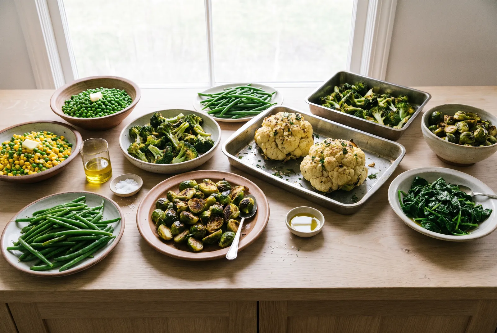A spread of cooked organic vegetables