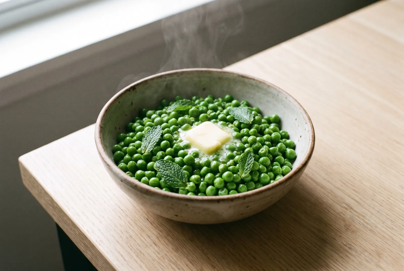 Buttered green peas with mint